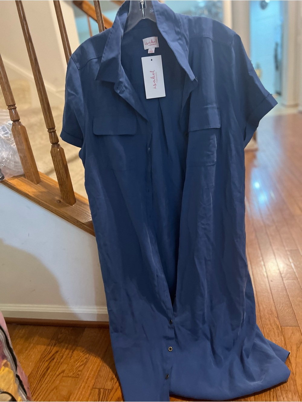 Isabel Maternity by Ingrid & Isabel Navy Short-Sleeve Shirt Dress